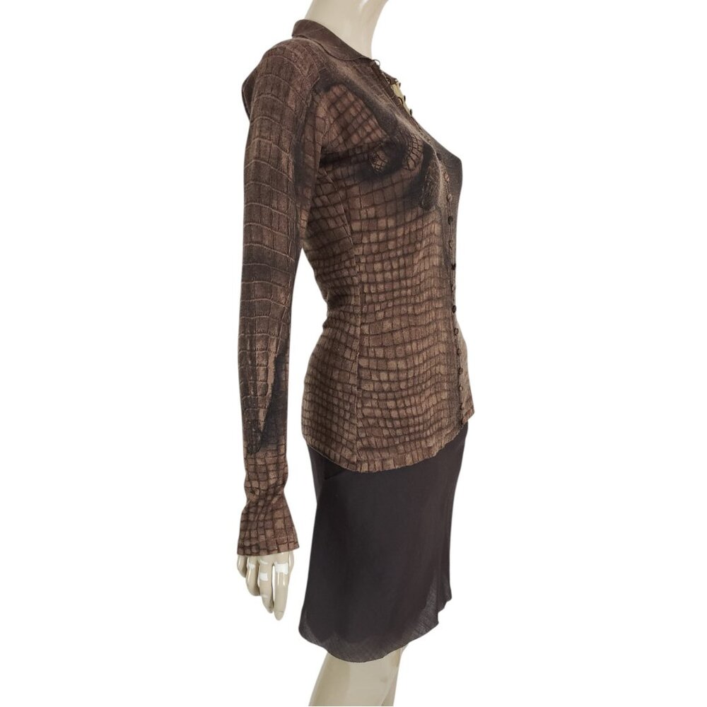 Vintage John Galliano Python Printed Cashmere Blo… - image 2